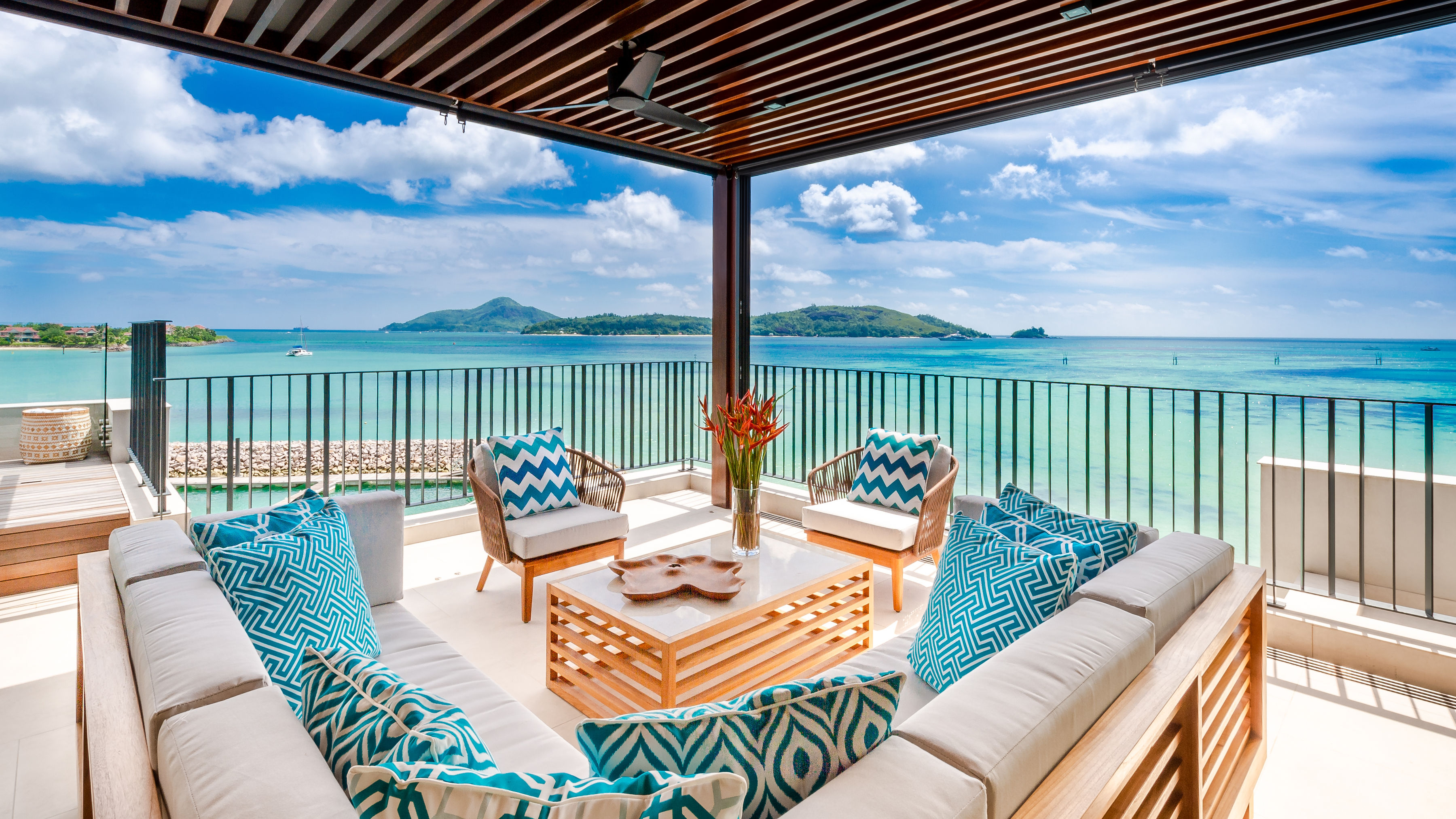 Covered terrace lounge at Pangia Beach