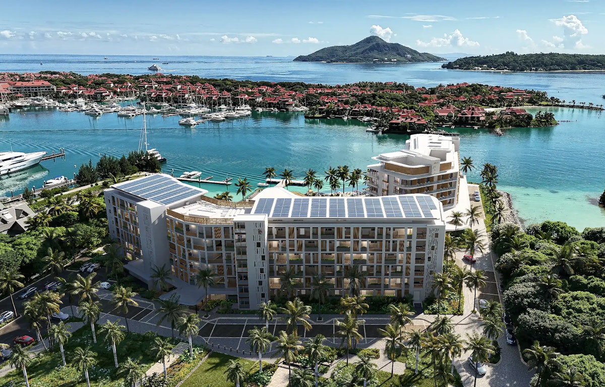 Residence terrace with views across the marina