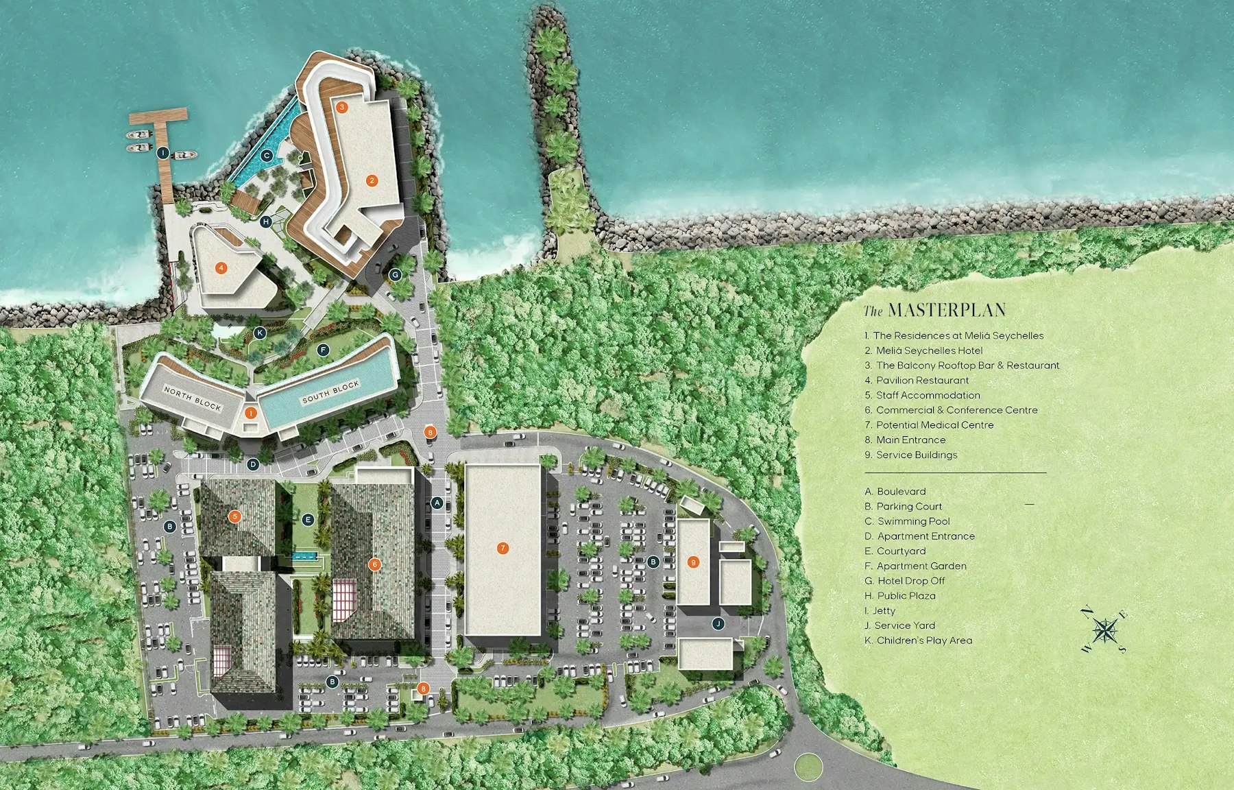 Masterplan of The Residences at Meliá Seychelles — the 4.5-hectare seafront estate