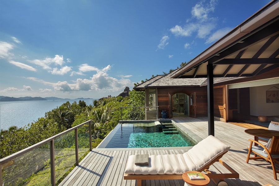 A Panorama villa deck — private pool suspended above the water.