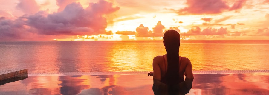 Sunset over the infinity pool