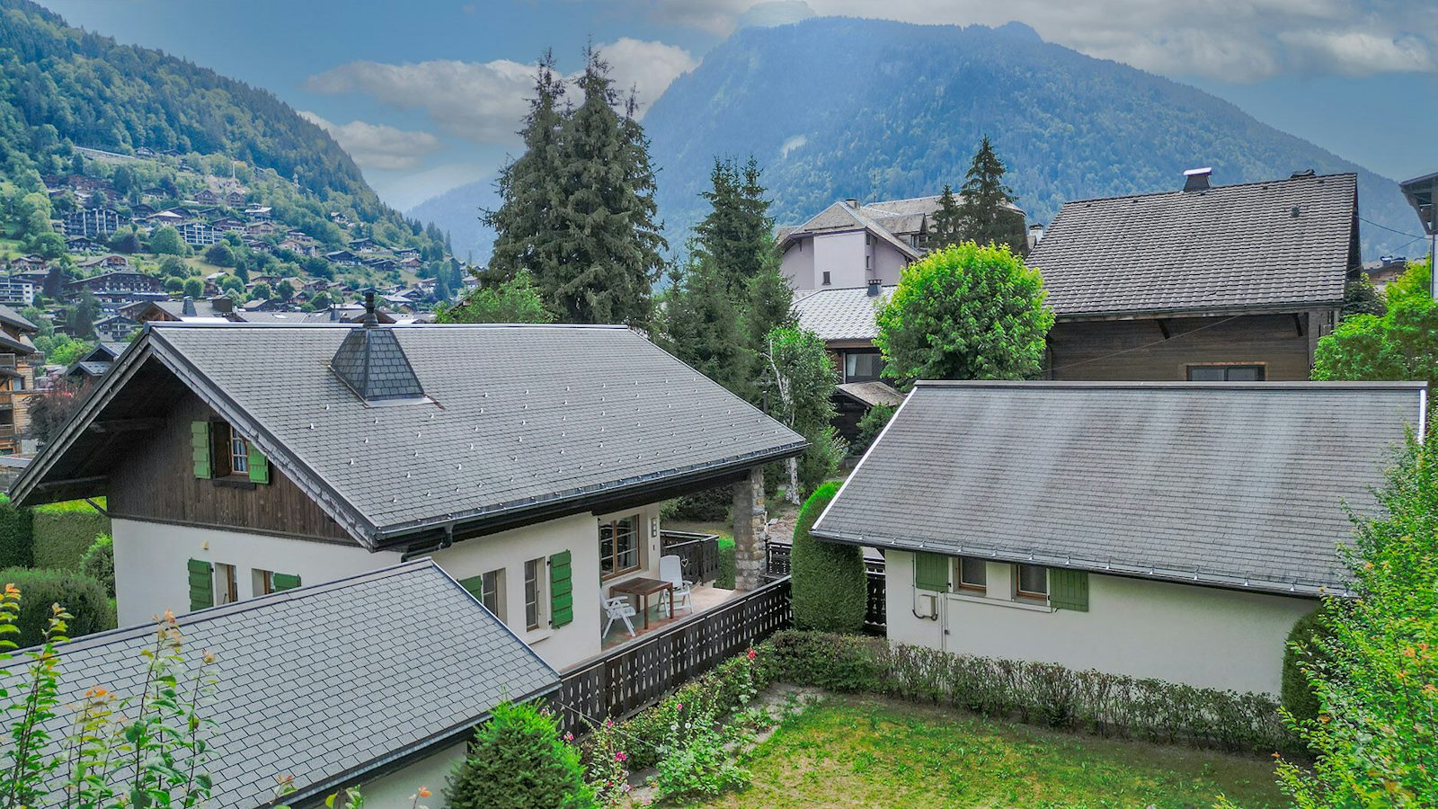 5-bedroom property in central Morzine, two chalets and a mazot, wooded grounds