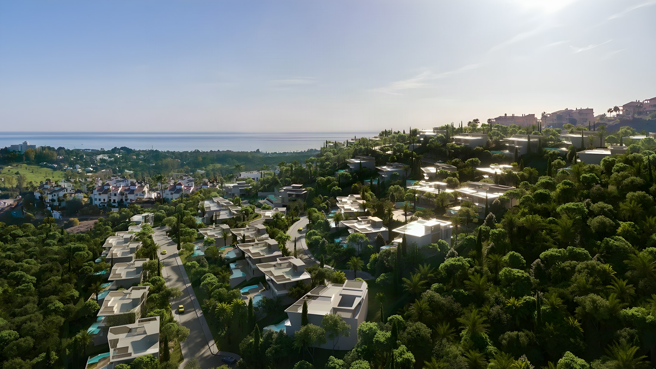 Aerial view of the Tierra Viva estate, Benahavís