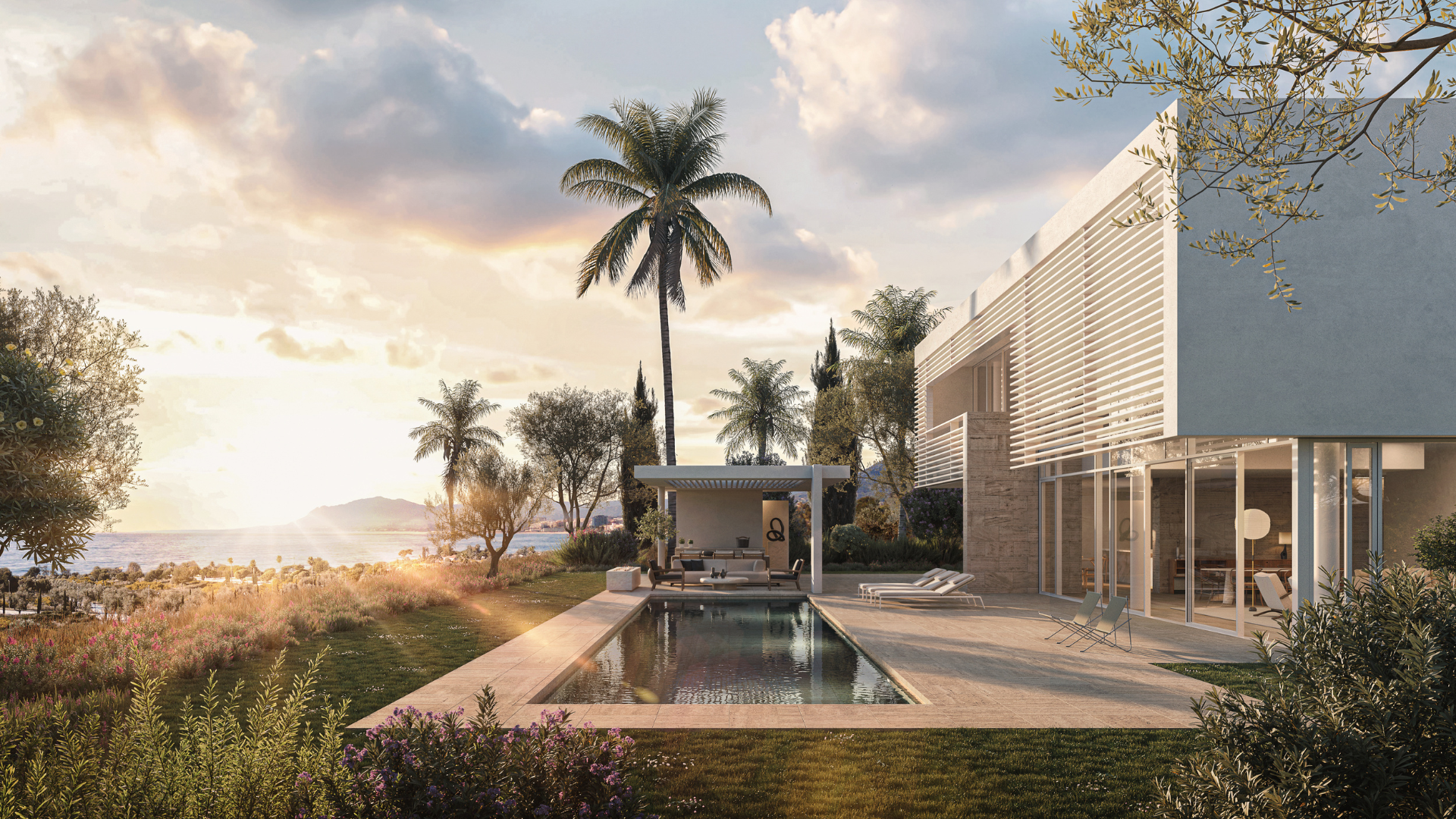 Four Seasons Marbella villa and pool at sunset