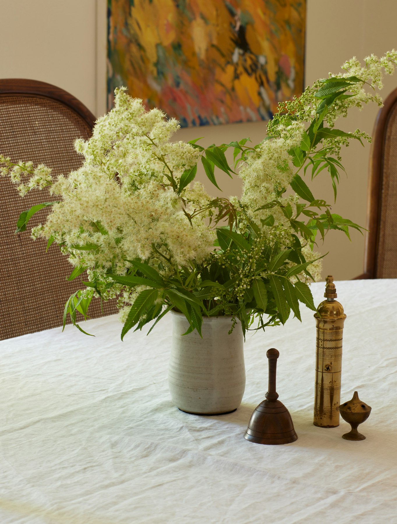 flowers on table with accessories