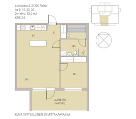 Asunnon LOIMUKATU 3 pohjapiirros