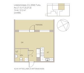 Asunnon LINKKITORNINKATU 2 pohjapiirros