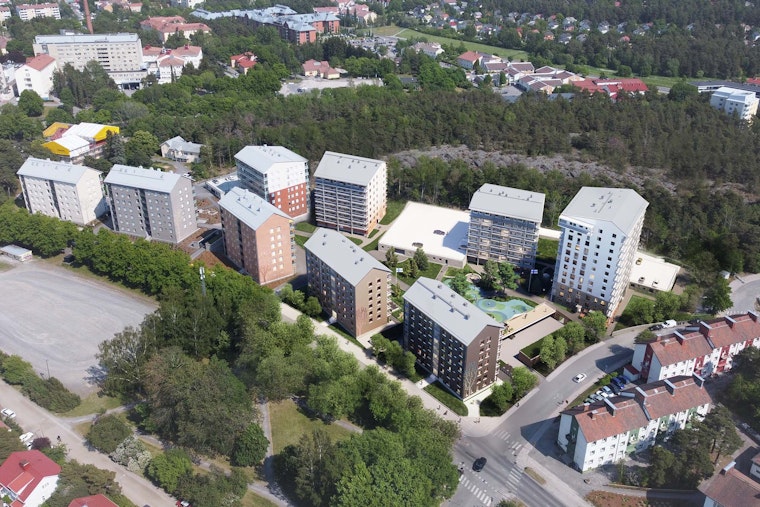 Havainnekuva Mäntymäen alueesta ilmasta kuvattuna.