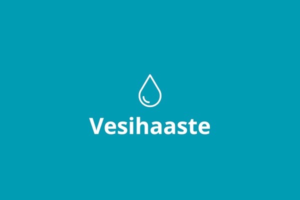 Turkoosilla taustalla oleva vesipisara ja teksti: vesihaaste.