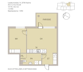 Asunnon LAUTAKUNNANKATU 14 pohjapiirros