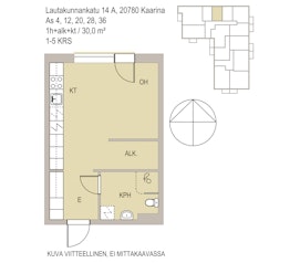 Asunnon LAUTAKUNNANKATU 14 pohjapiirros