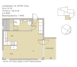 Asunnon LEINIKKIKATU 1 pohjapiirros