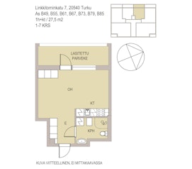 Asunnon LINKKITORNINKATU 7 pohjapiirros