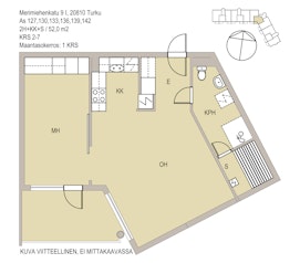 Asunnon MERIMIEHENKATU 9 pohjapiirros