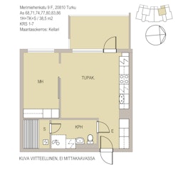 Asunnon MERIMIEHENKATU 9 pohjapiirros