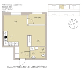 Asunnon PIRTTIVUORENKUJA 4 B pohjapiirros