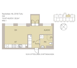 Asunnon RAUHANKATU 14b pohjapiirros
