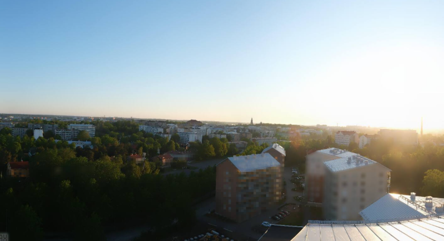 Näkymä Mäntymäen ylle auringonnousun aikaan