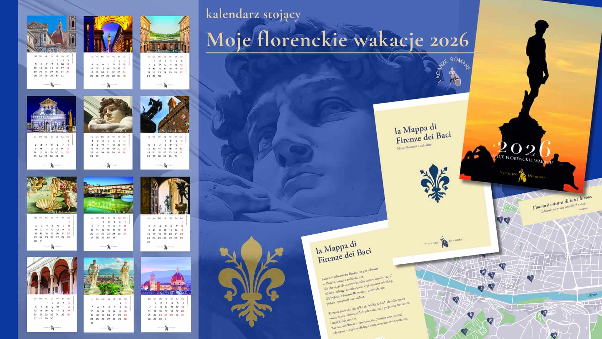 Kalendarz stojący, z mapką - 