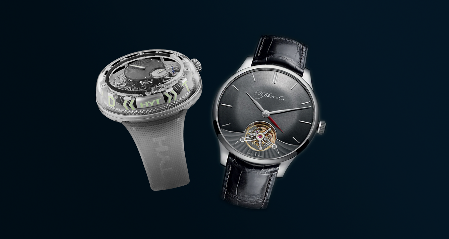 Tourbillon Dual Time Collection by H. Moser & Cie   H2.0 Time is Fluid Silver by HYT