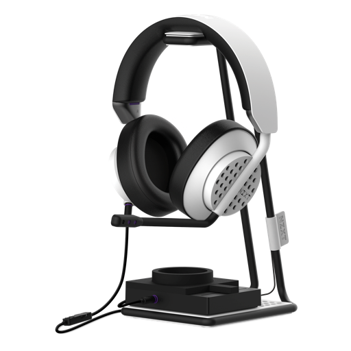 AER wired headset with Hi-Res certification, STND headset platform for sleek storage, and MXER audio control station.