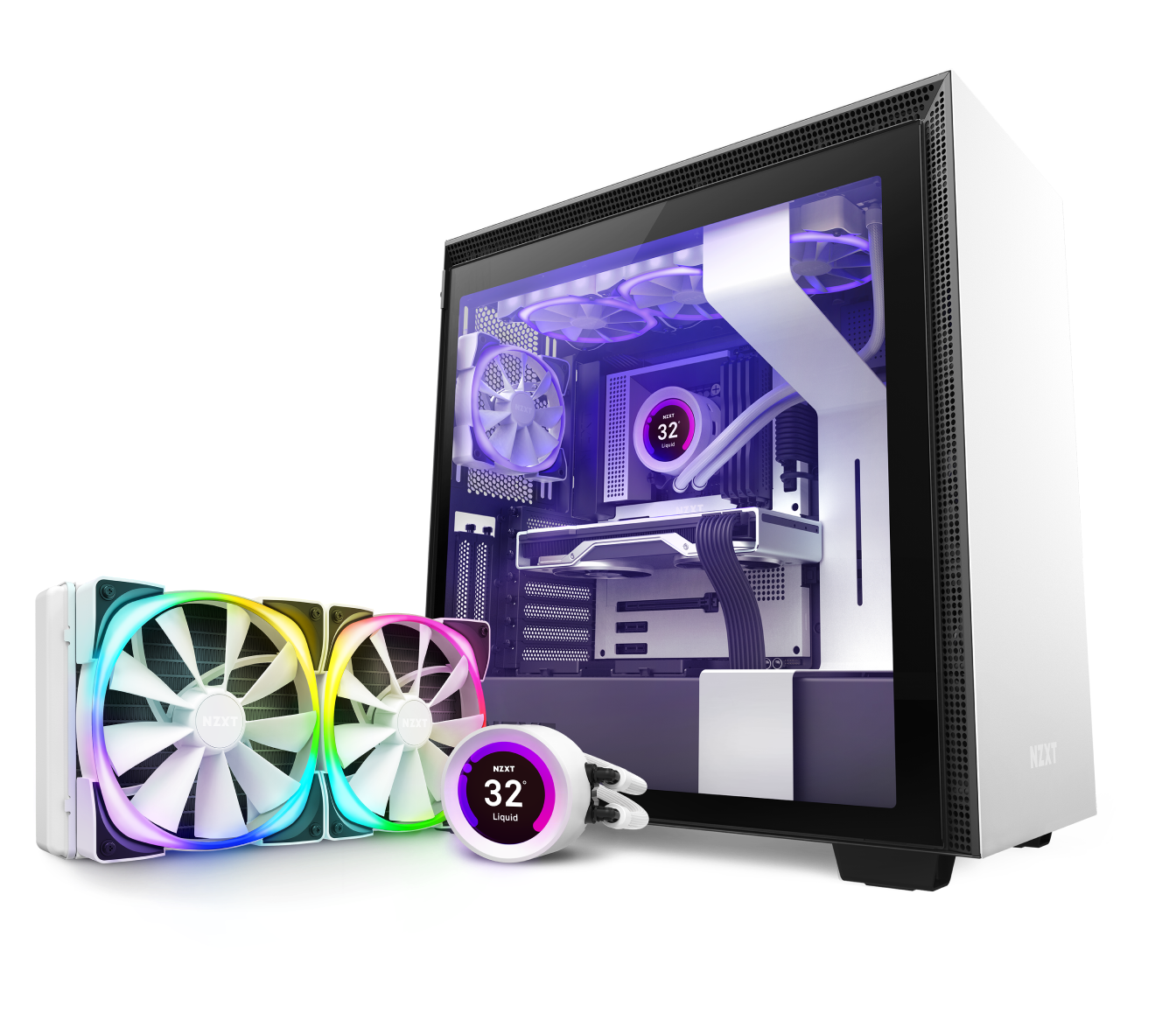  NZXT H9 Elite Dual-Chamber ATX Mid-Tower PC Gaming Case –  Includes 3 x 120mm F120 RGB Duo Fans with Controller– Glass Front, Top &  Side Panels – 360mm Radiator Support –