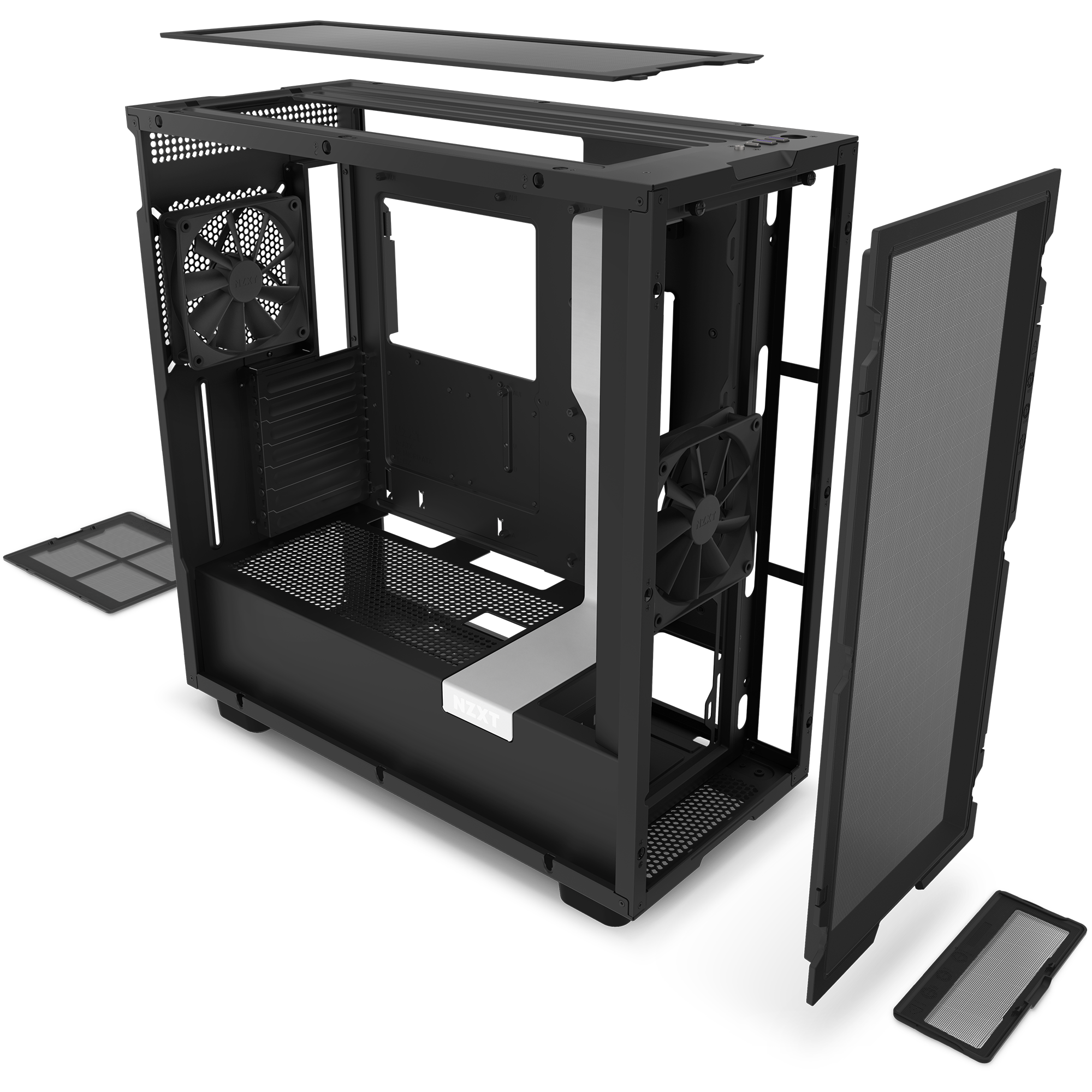 NZXT H7 Flow Black - Mid-Tower Airflow PC Gaming Case - Tempered Glass -  Enhanced Cable Management - Water-Cooling Ready