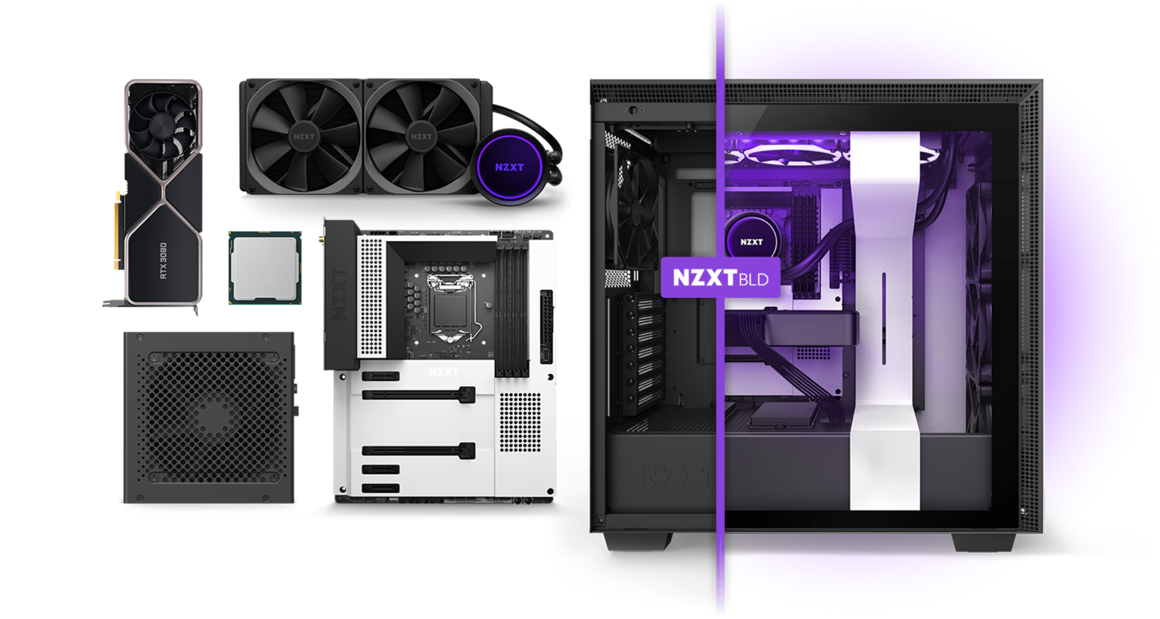 NZXT BLD Components with GPU, Kraken, N7 Motherboard, and Cseries PSU for NZXT BLD launch in Spain, New Zealand, an Unified Kingdom