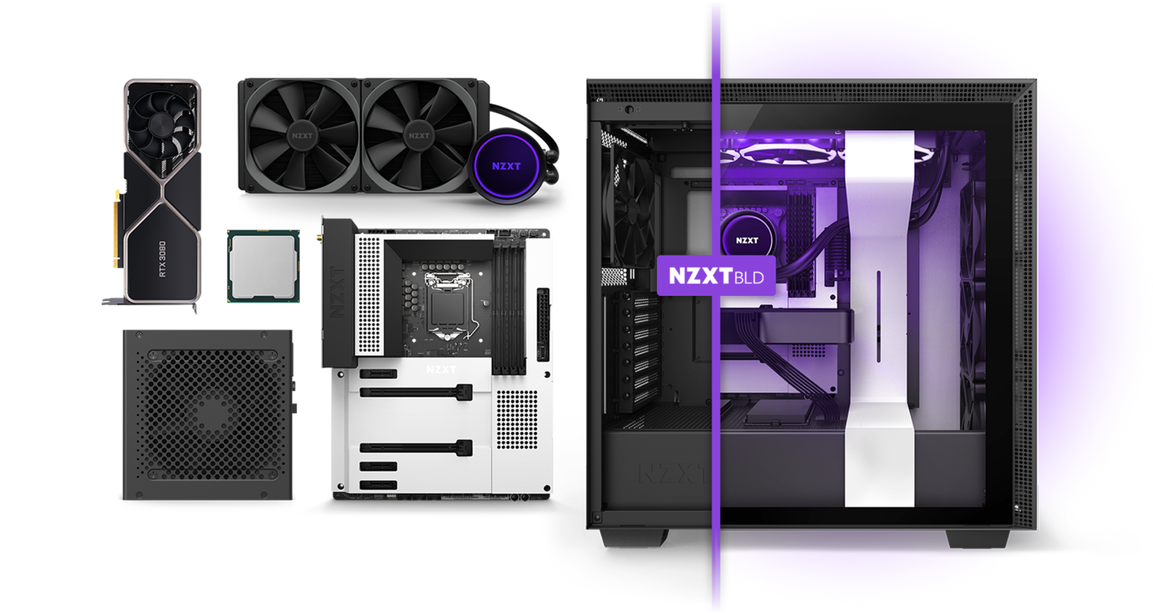 NZXT BLD-System mit Teilen für einen PC