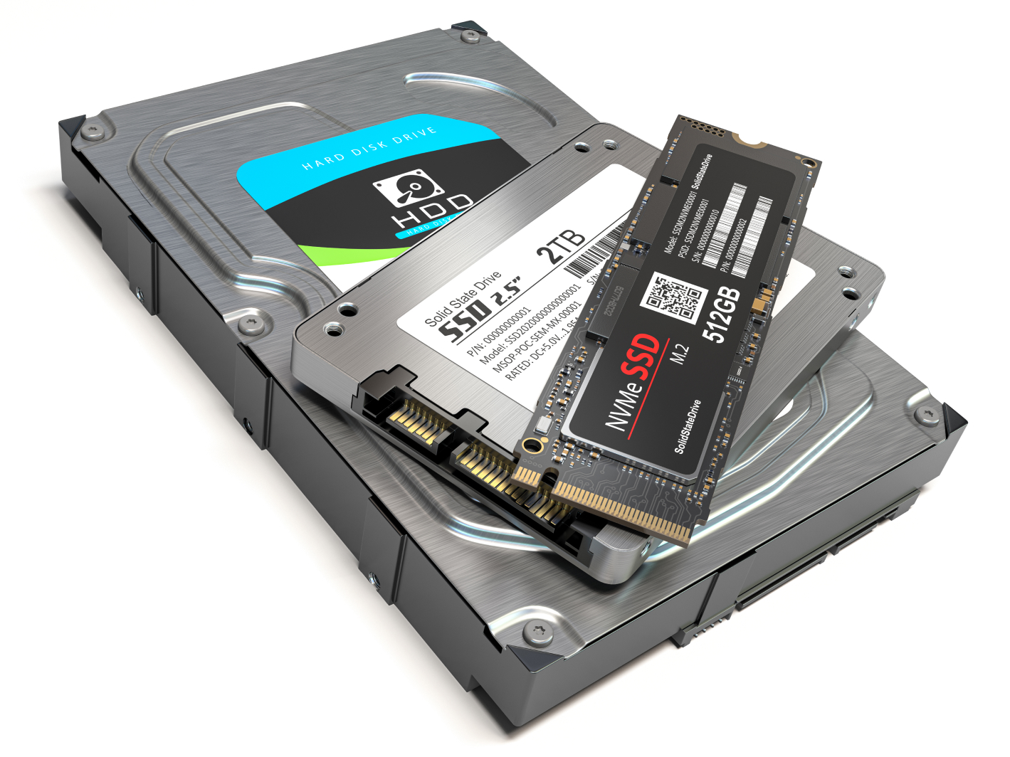 SATA SSD, HDD, & M2 SSD