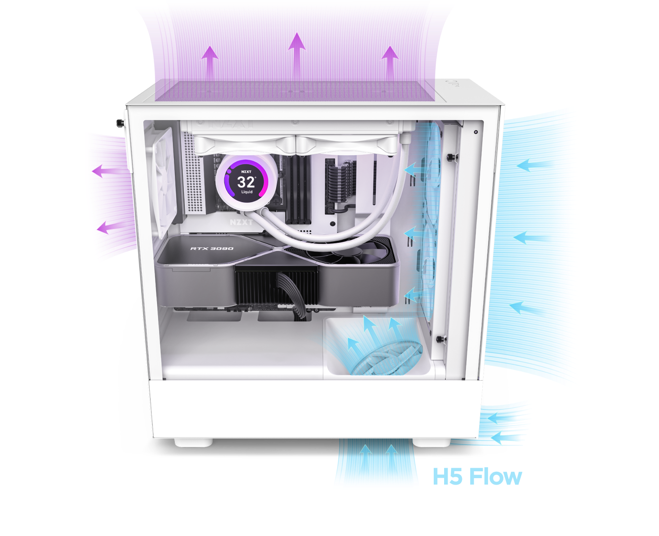 NZXT H5 Flow Compact MidTower Airflow Case (Black), 49 OFF