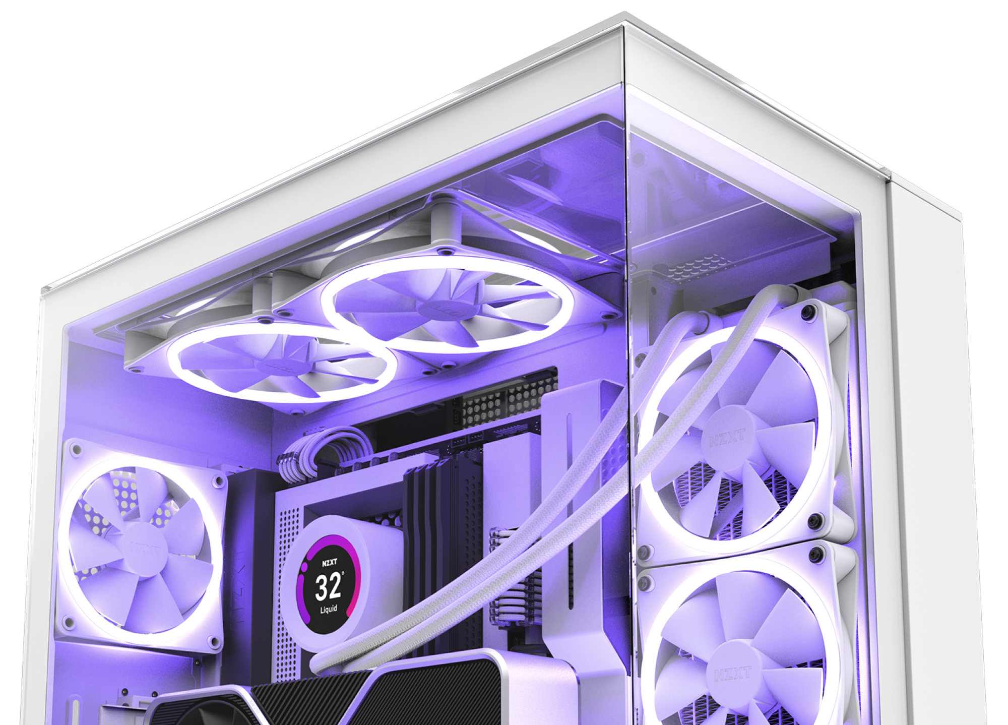  NZXT H9 Flow Dual-Chamber ATX Mid-Tower PC Gaming Case –  High-Airflow Perforated Top Panel – Tempered Glass Front & Side Panels –  360mm Radiator Support – Cable Management – White : Electronics