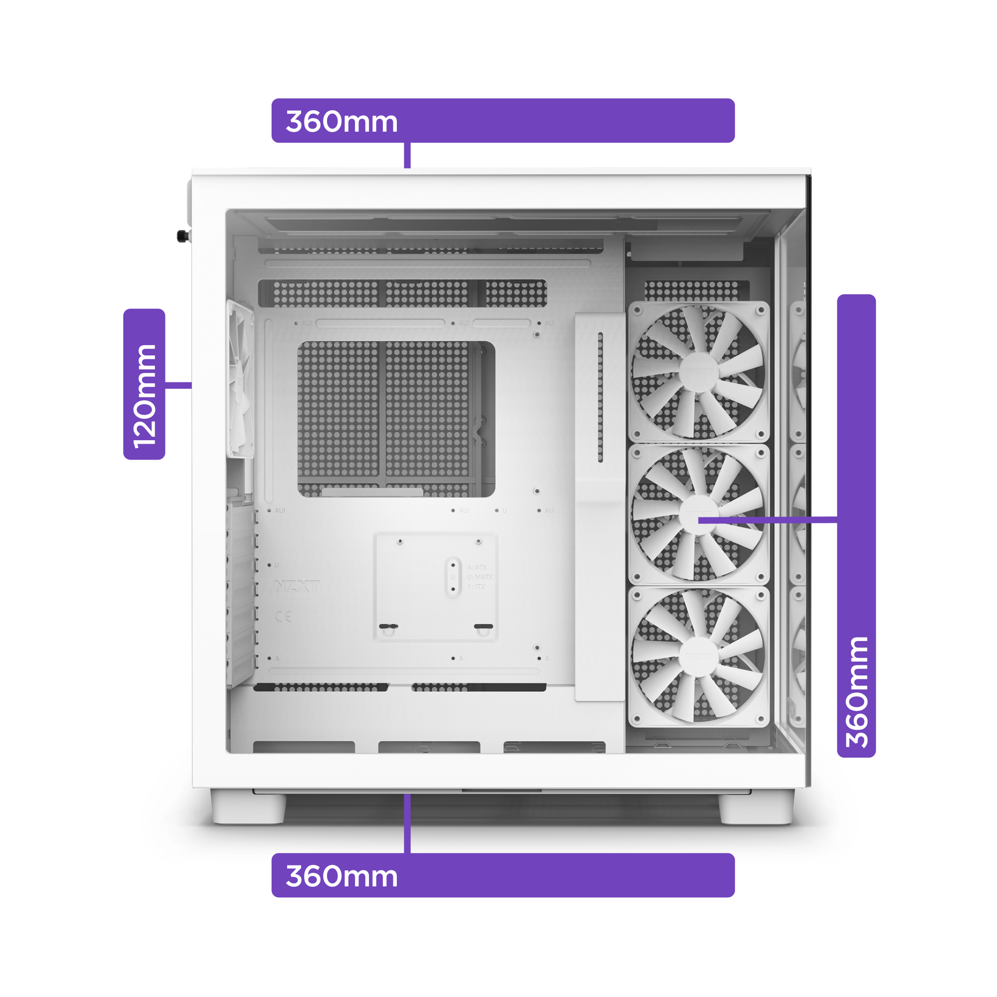 NZXT H9 Elite CM-H91EW-01 Dual-Chamber ATX Mid-Tower PC Gaming Case  Includes 3 x 120mm F120 RGB Duo Fans with Controller Glass Front, Top &  Side