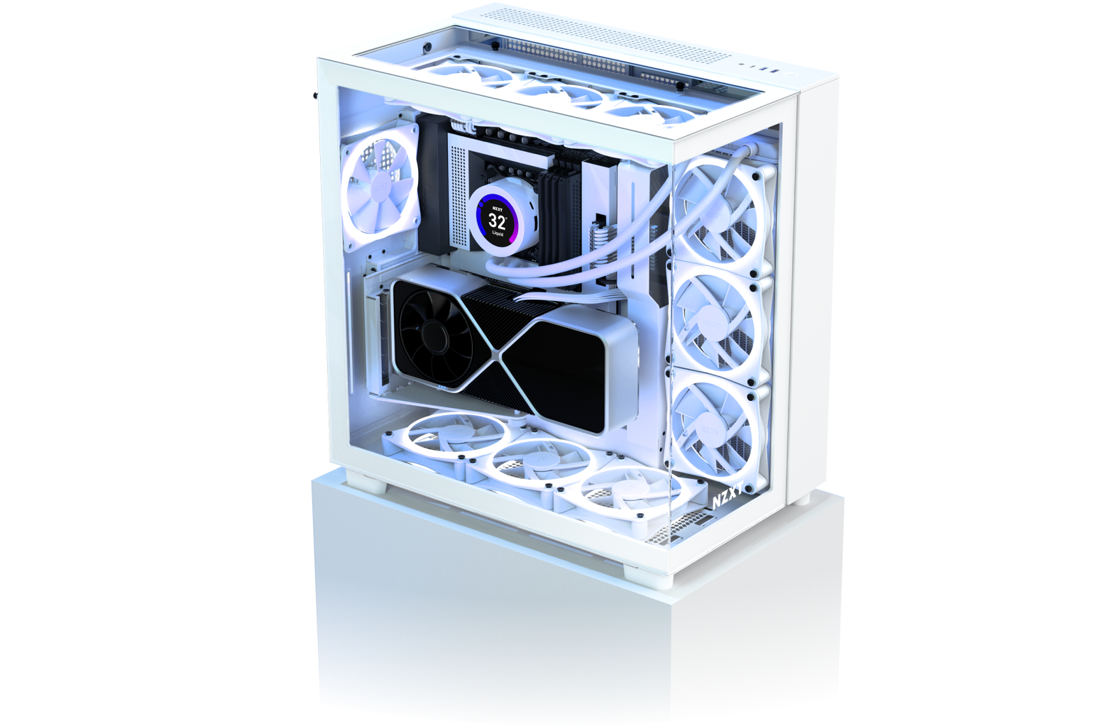  NZXT H9 Elite Dual-Chamber ATX Mid-Tower PC Gaming Case –  Includes 3 x 120mm F120 RGB Duo Fans with Controller– Glass Front, Top &  Side Panels – 360mm Radiator Support –