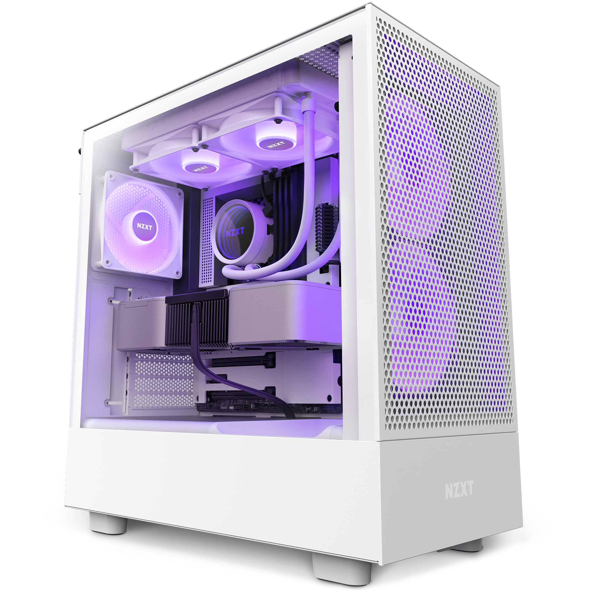 Close-up and inside Desktop PC Gaming and Cooling Fan CPU system with  multicolored LED RGB light show status on working mode, interior PC Case  technology background Stock Photo