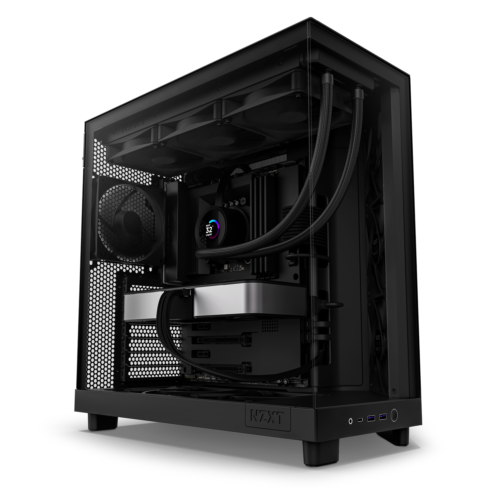 NZXT H6 FLOW Compact Dual-Chamber Mid-Tower Airflow Case, White, CC-H61FW-01