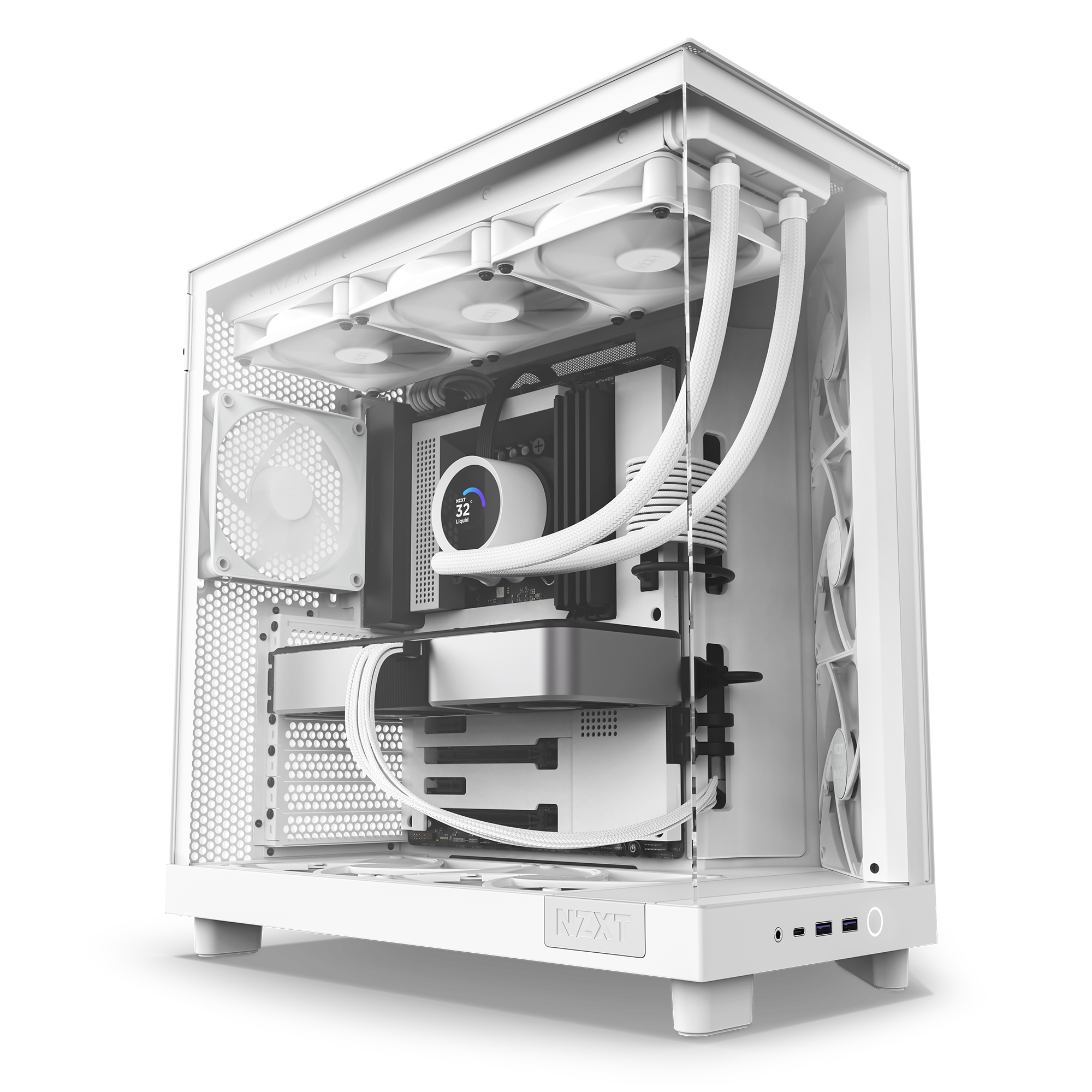 NZXT H9 Flow Dual-Chamber Mid-Tower ATX Gaming PC Case, High-Airflow Top  Panel, Temp