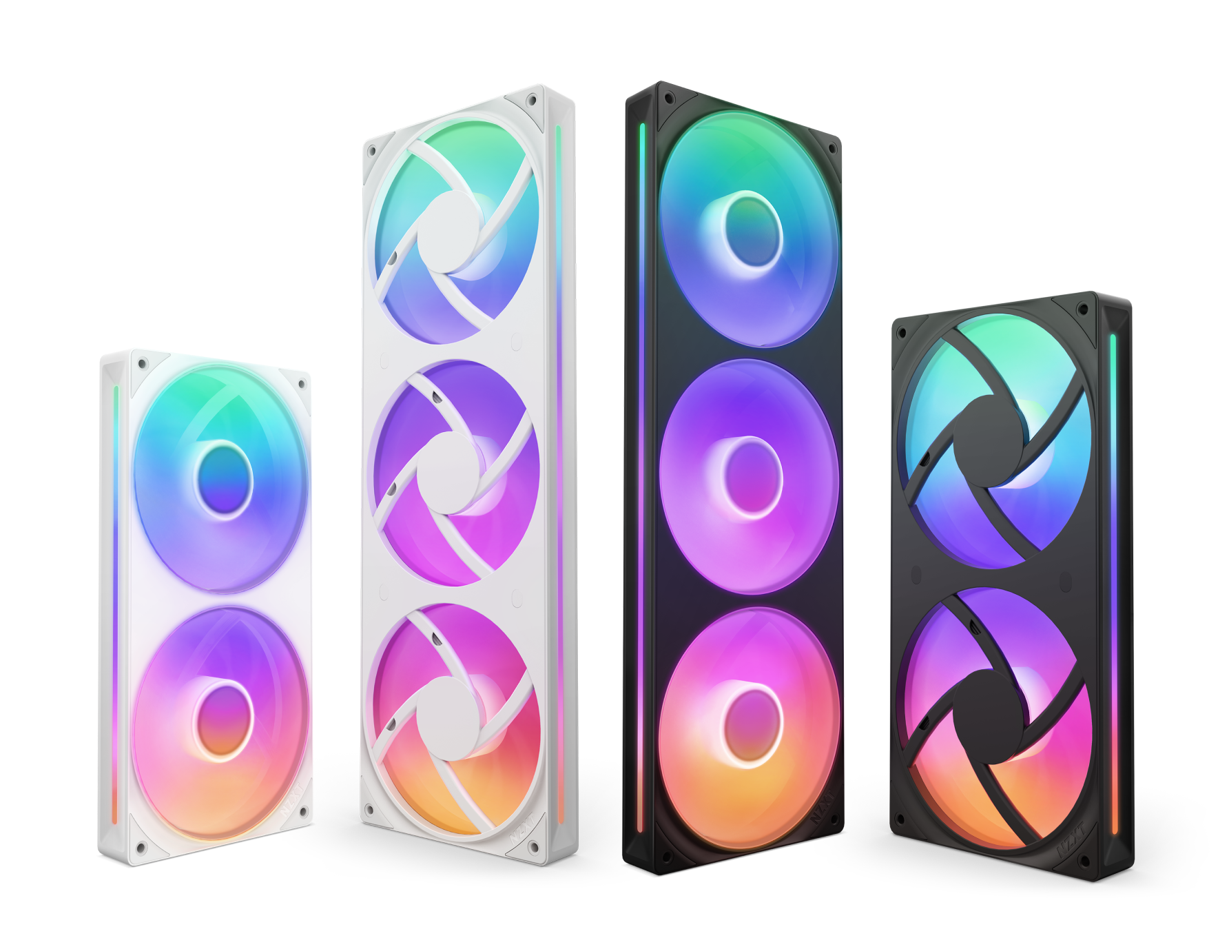 NZXT F Series RGB Core Single Frame Fans in White and Black