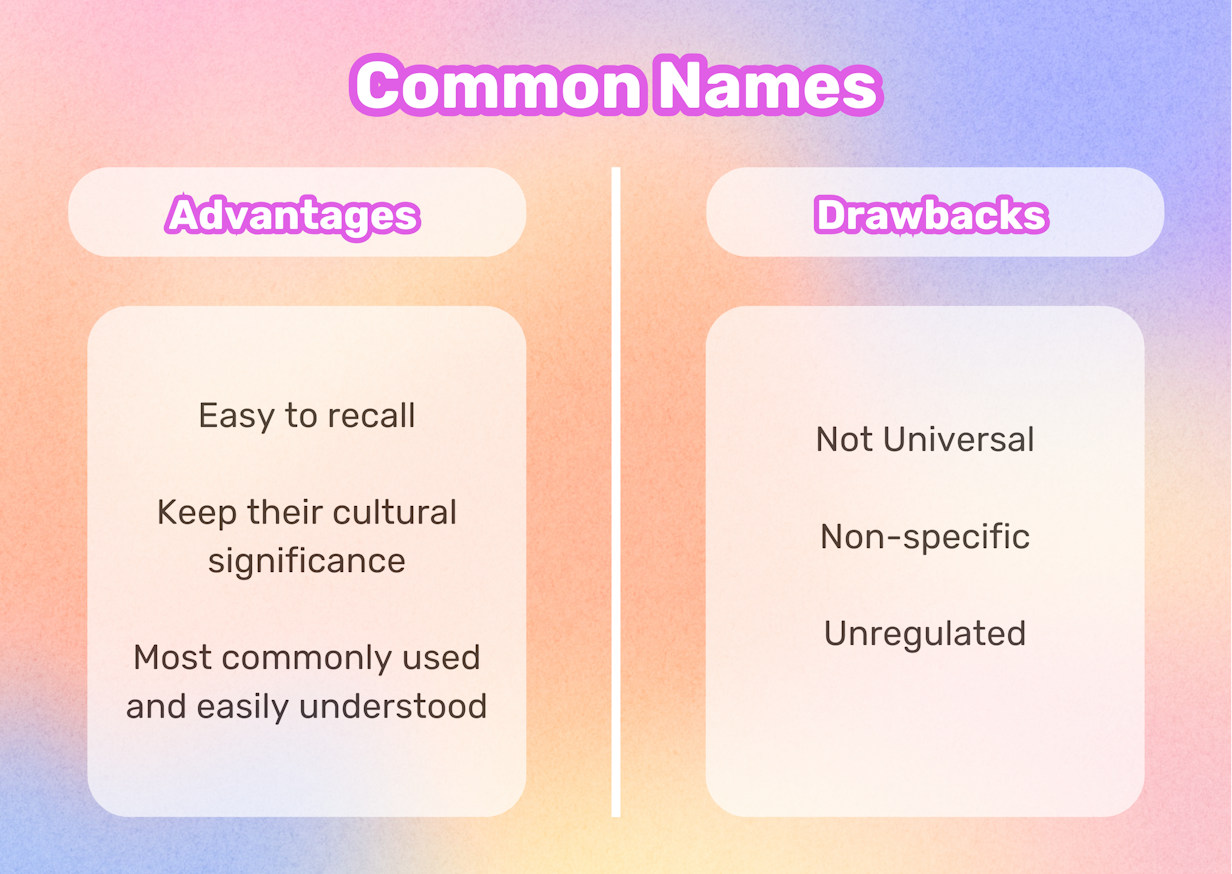 Advantages and Disdvantages of Common Names