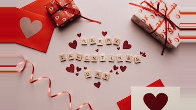 Happy Valentine's Day sign and gifts