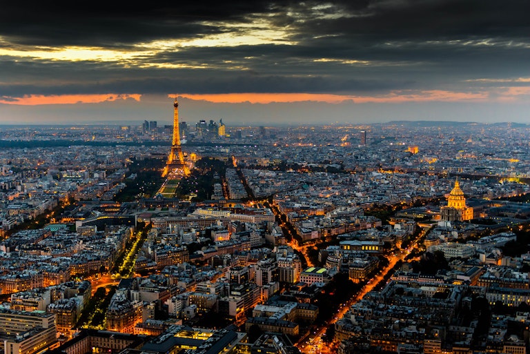 Paris skyline night