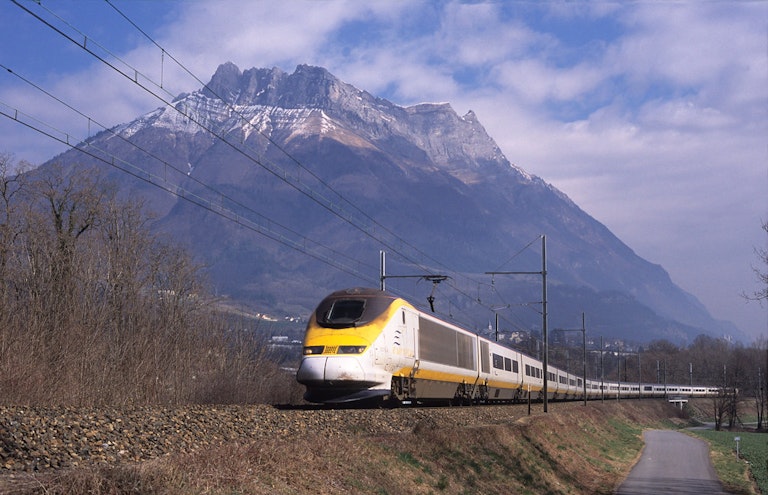 Eurostar calss 373 train in the mountains