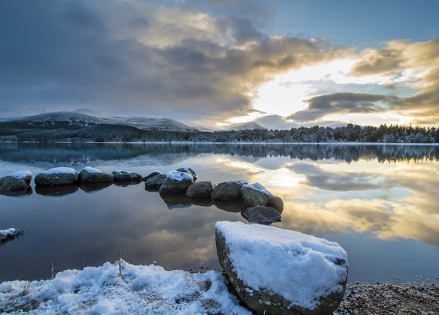Loch Morlich with Snowy Landscape