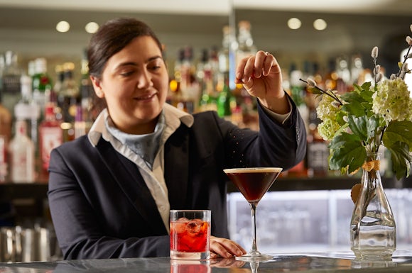 Bartender making cocktails
