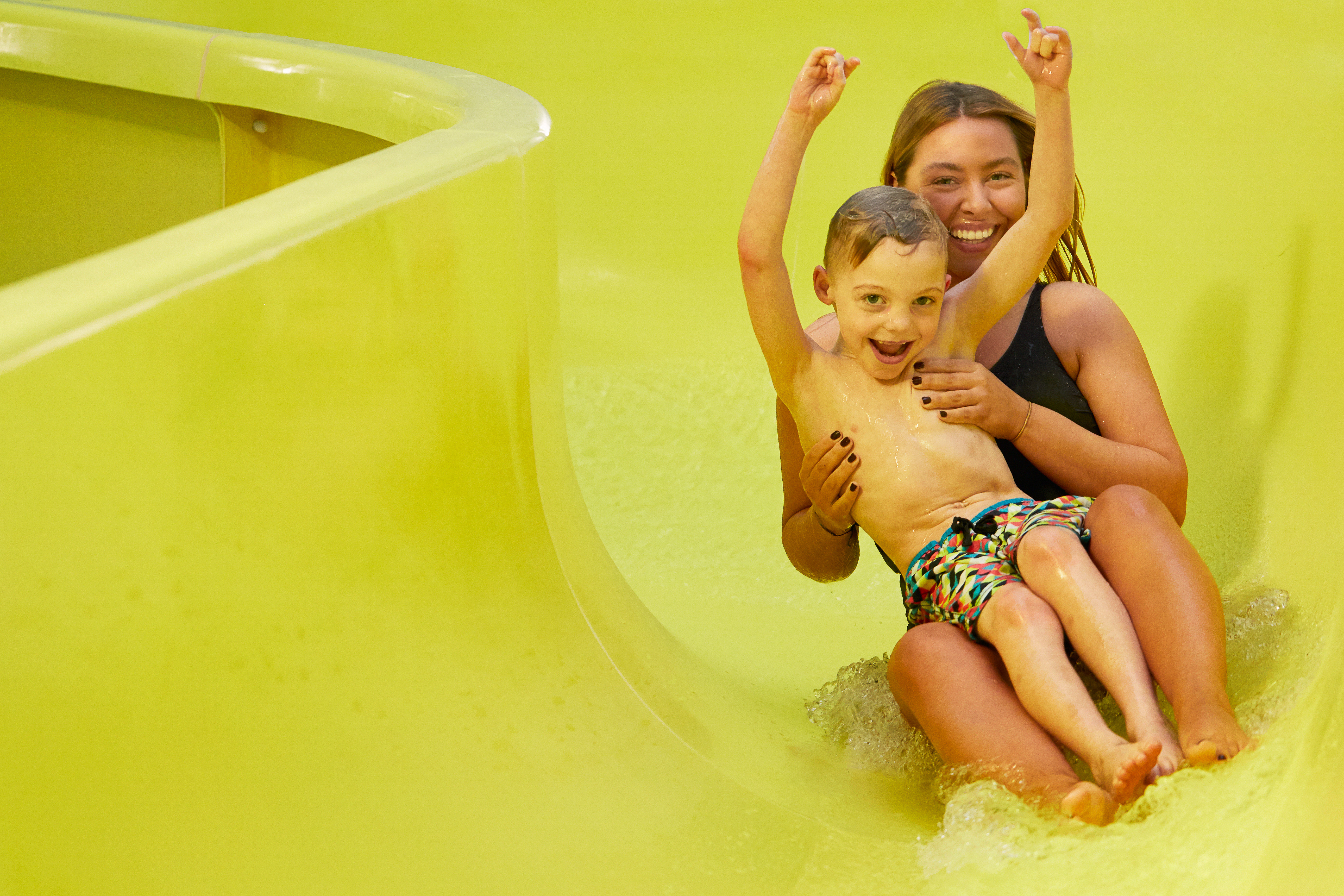 Parent & child on flume in Aviemore