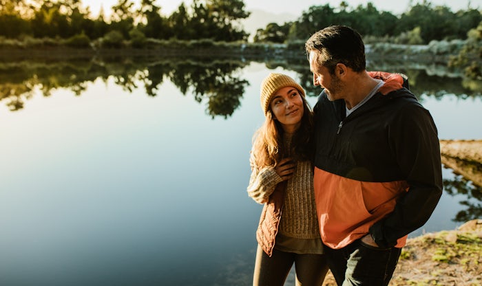 Romantic couple walking
