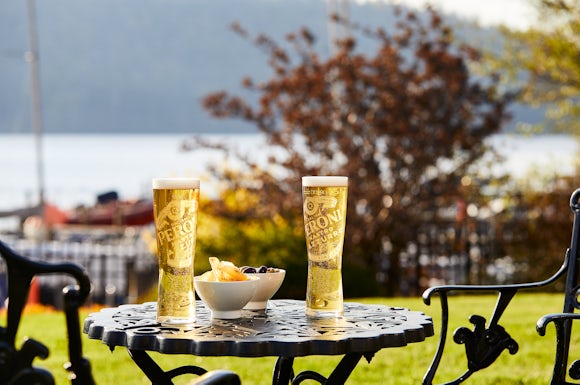 Drinks in the garden area overlooking Lake Windermere