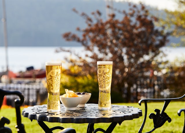 Drinks in the garden area overlooking Lake Windermere