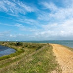 Solent Coast, Lymington Footpath along The Solent Way trail at Lymington Hampshire England on a sunny summer day