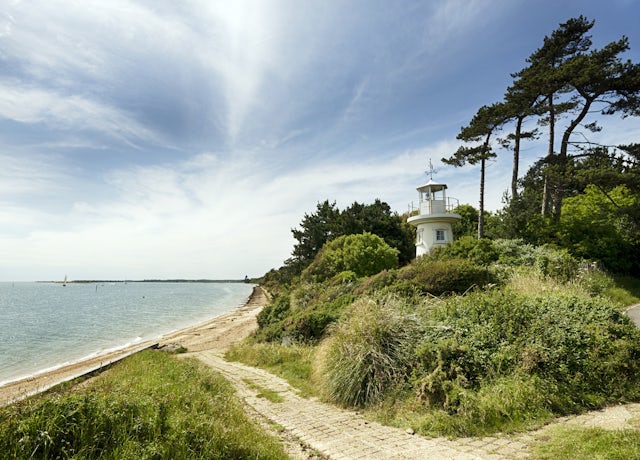 The Beaulieu River Millennium Beacon also known as Lepe Lighthouse at Lepe in the New Forest National Park in Hampshire